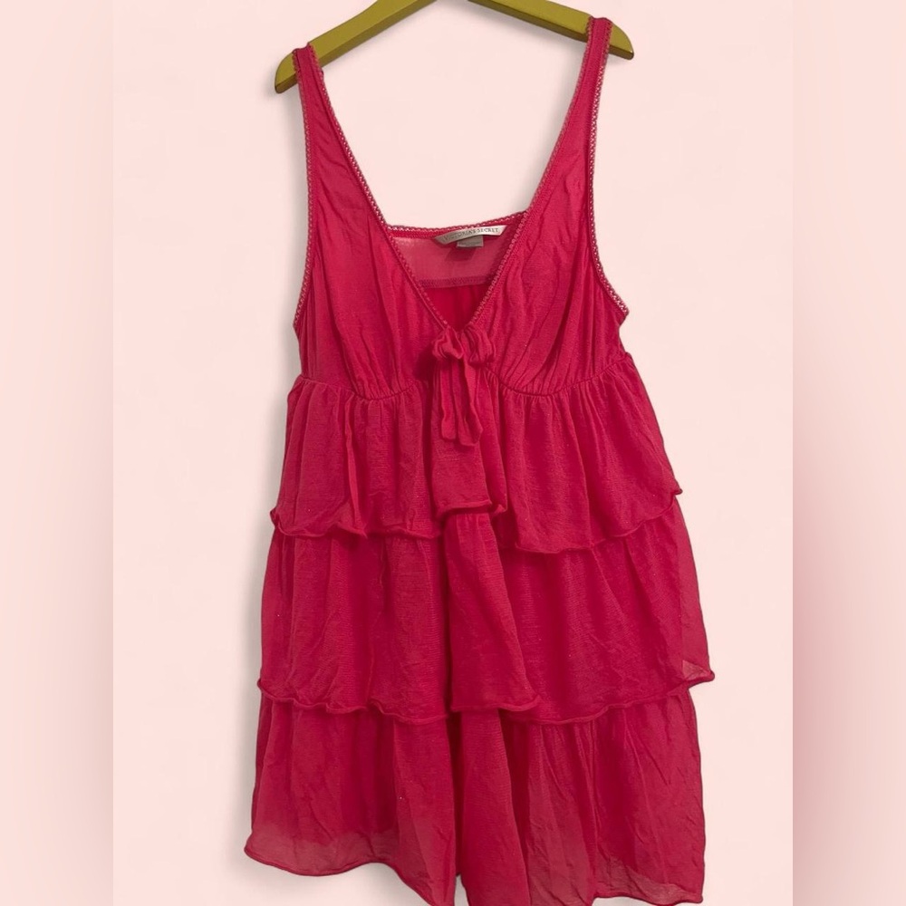 Victoria's Secret Vibrant Pink Sparkly Soft Lace-Trimmed Top/Lingerie Dress